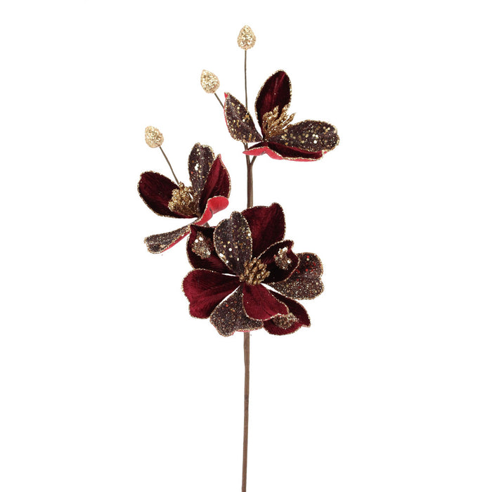 23.5 in Saucer Magnolia Spray - Burgundy