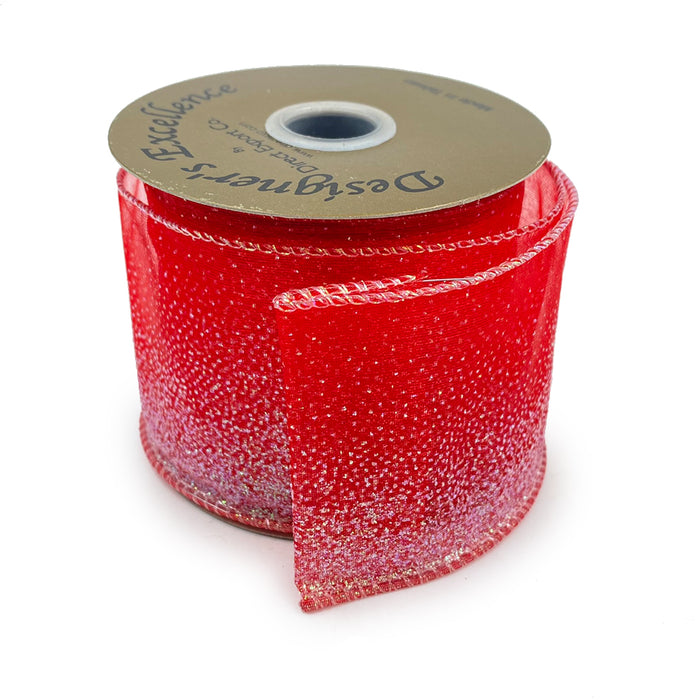 Sheer Glitter Ribbon - Red/White