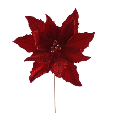 Velvet Poinsettia Stem - Red