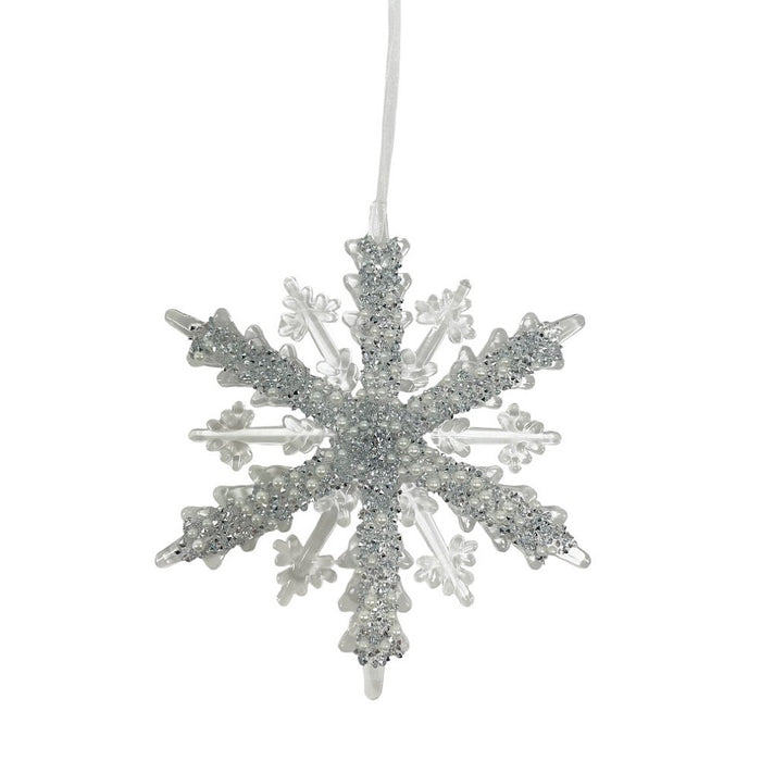 6.25 in Acrylic Jewel Snowflake Ornament - Silver/Clear