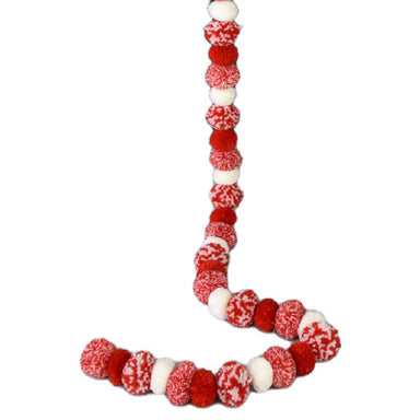 4 ft Pom Pom Ball Garland - Red/White