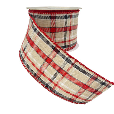 Plaid Ribbon - Red/Natural