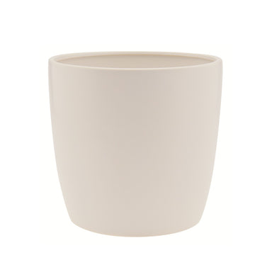 8.5 in Round Stoneware Pot - Matte White