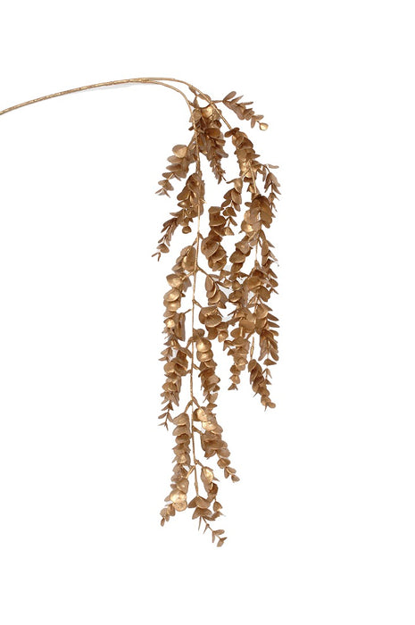 39" Metallic Glitter Hanging Eucalyptus Spray - Gold