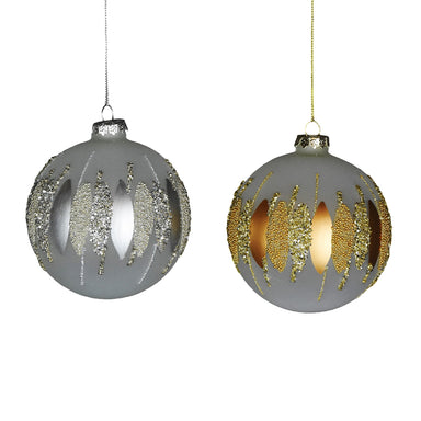 Glass Ball Ornament - Platinum/Gold