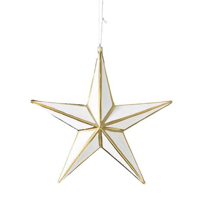 Borealis Glitter Star Ornament - White/Gold