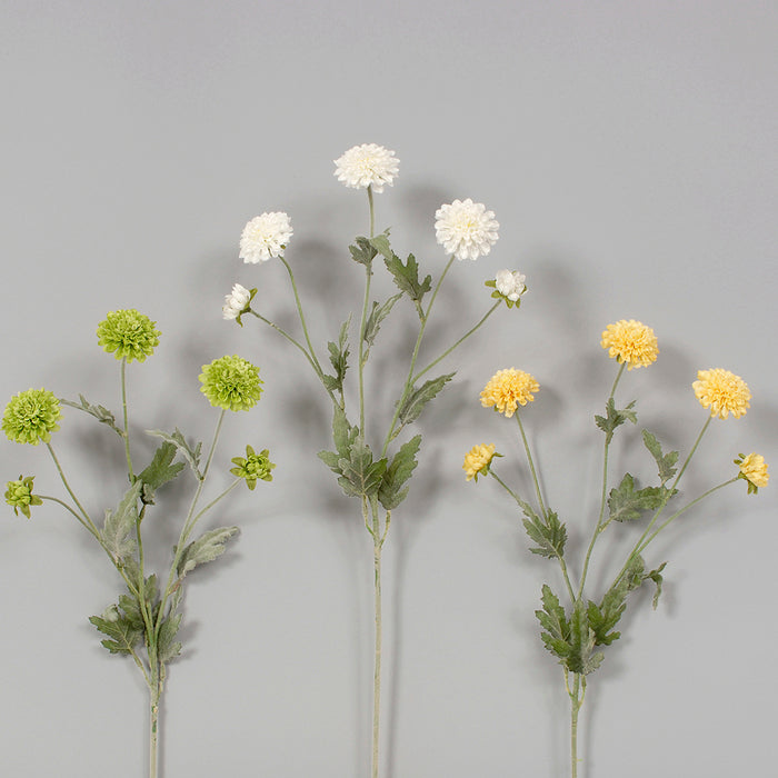 Polyester Pom-Pom Mum w/Flowers