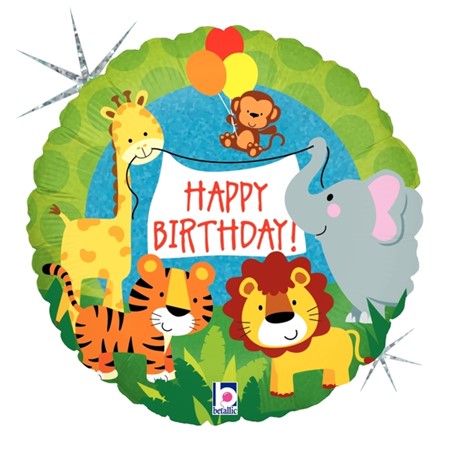 18" Jungle Animals Birthday Balloon