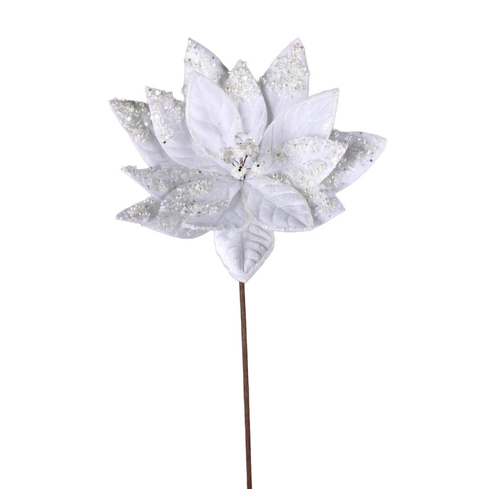 12 in Poinsettia Stem - White
