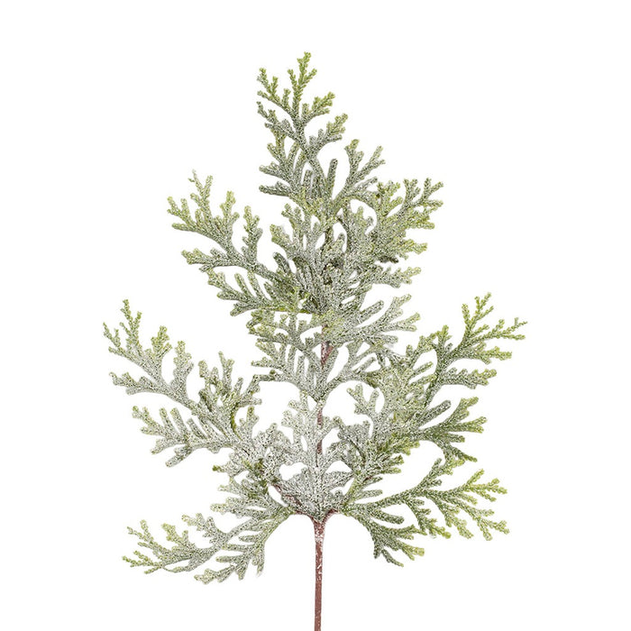 Frosted/Glittered Cedar Spray Frost Green