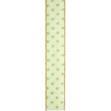 #9 Wired Corbett Ribbon - Light Green/Gold