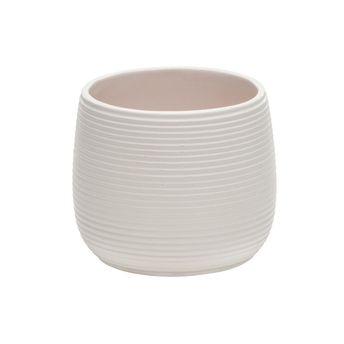 4 5/8 in Dolomite Fine Ribbed Pot - White