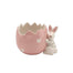 5" Ceramic Sitting Bunny Hugging Egg Pot - White/Pink