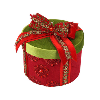 9 in Sequin Gift Box Ornament - Red/Green