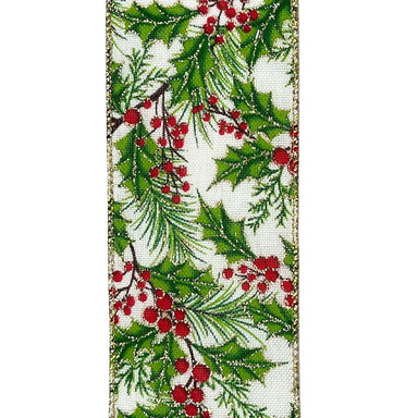 2.5 in Holly Berry Ribbon - Red/White/Green