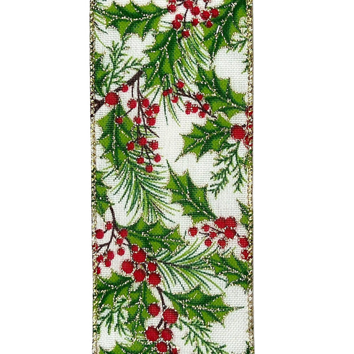 2.5 in Holly Berry Ribbon - Red/White/Green