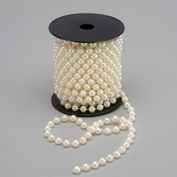 Round Bead Garland On Roll - Pearl