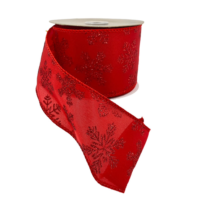 Glitter Snowflake Ribbon - Red