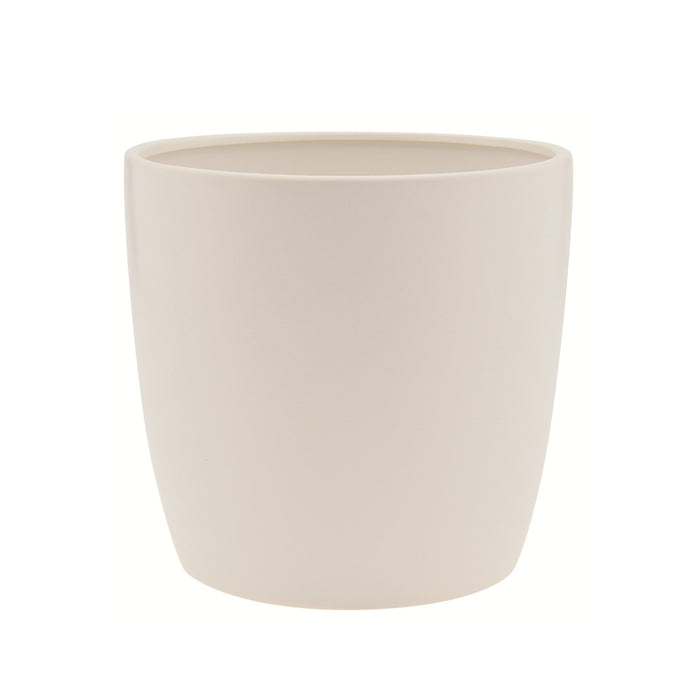 8.5 in Round Stoneware Pot - Matte White