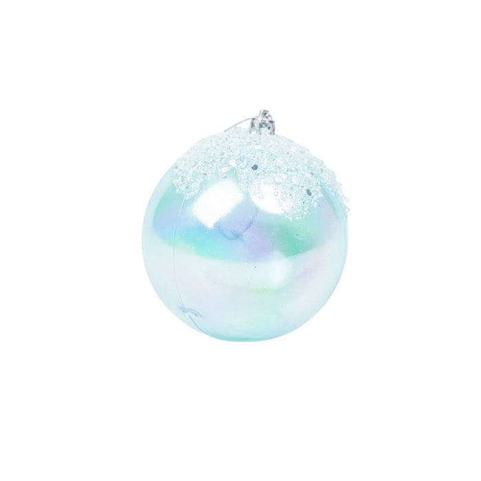 4 in Iridescent Ball Ornament - Aqua