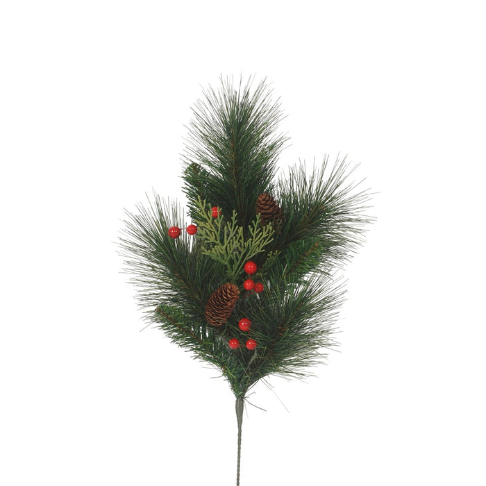 20 in Hardneedle Mixed Festive Pine Spray - Green