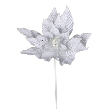 19 in Velvet Jewel Poinsettia Stem - White