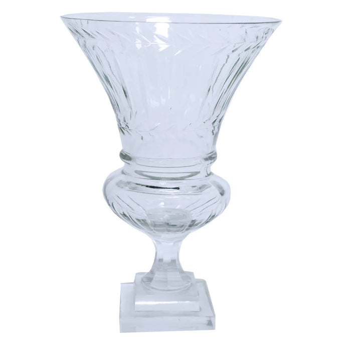 8" Stripe & Leaf Cut Urn