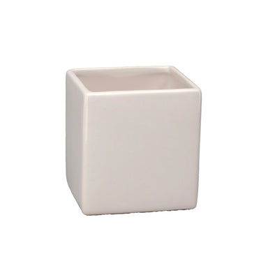 4 1/2 in Ceramic Cube - White