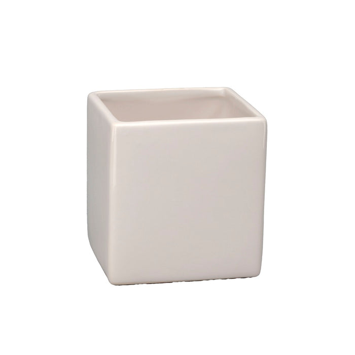 4 1/2 in Ceramic Cube - White