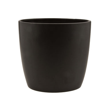 8.5 in Round Stoneware Pot - Matte Black