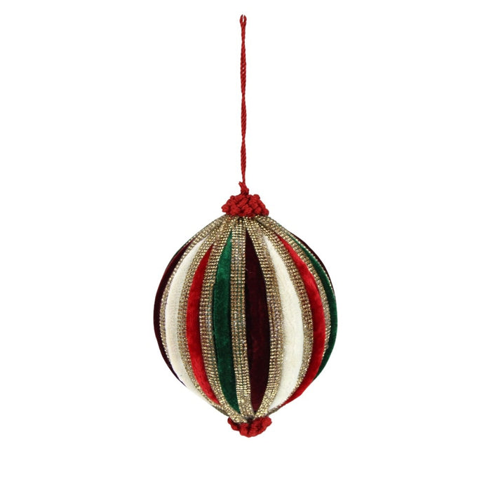 5 in Velvet Jewel Ball Ornament - Red/Green/Gold