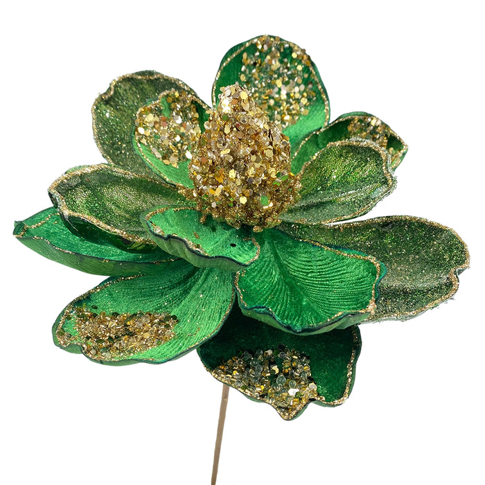 18" Magnolia Stem - Emerald/Gold