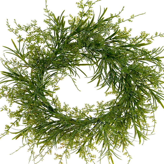 14" Grassy Mix Candle Ring - Frosted Green