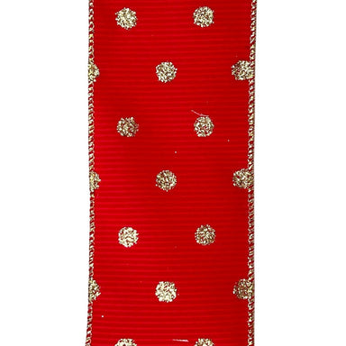 2.5 in Glitter Dots Ribbon - Red/Gold