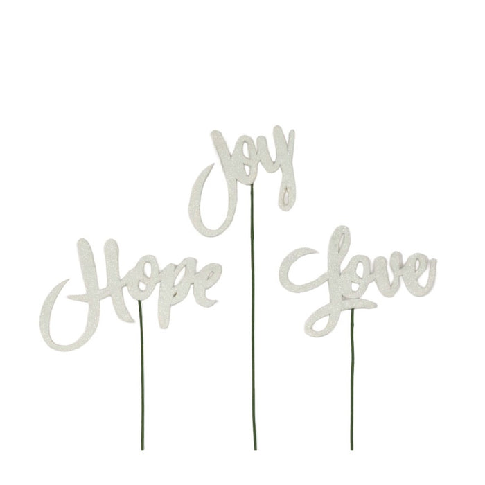 3 Asst Glitter Foam Pick "Hope"