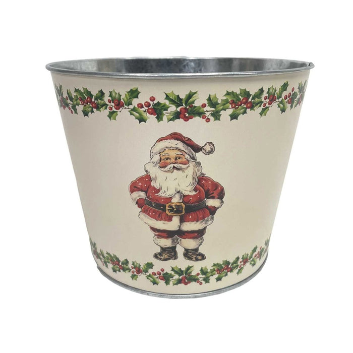 6.5 in Jolly Santa w/Holly Pot - Red/Green
