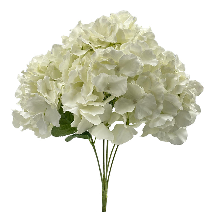 22" Polyester Hydrangea Bush w/Printed Leaves - Cream