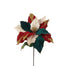 24 in Velvet/Sequin Tricolor Poinsettia w/Glitter Center - Burgundy/Cream