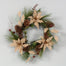 Burlap Poinsettia Wreath - Holly Leaves with Pine Cones - 24 Inches