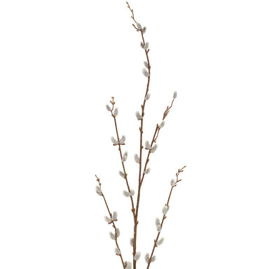 Flocked Pussy Willow Spray - Grey