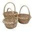 Set of 3 Peeled Full Willow Baskets w/Handle