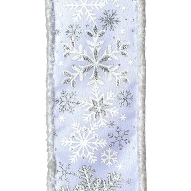 2.5 in Snowflake Ribbon w/Snow Edge - White