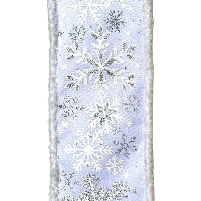 2.5 in Snowflake Ribbon w/Snow Edge - White