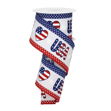 2.5 in Patterned USA Ribbon - Red/White/Blue