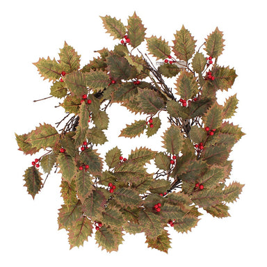 24" Holly Twig Wreath - Vintage Red/Green
