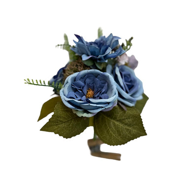 12 in Dahlia, Rose, Peony Bouquet - Blue