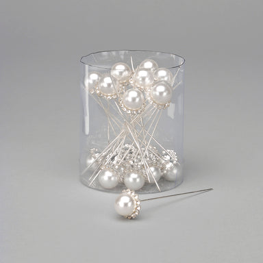 Pearl Head Diamond Stick Pin - White