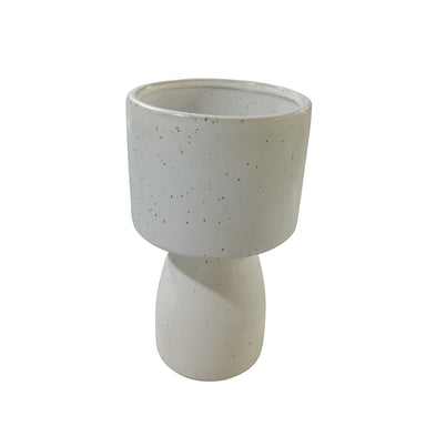 6 5/8 in Ceramic Pedestal Planter - White Speckle