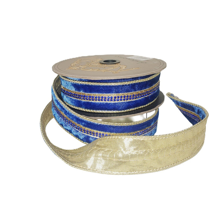 1.5 in Velvet Royal Blue Jewel Ribbon - Navy