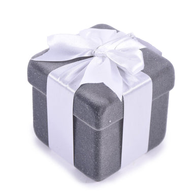 Glitter Giftbox Ornament - Platinum/White